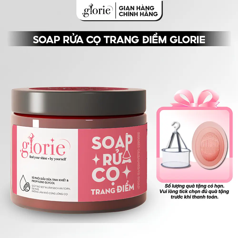 [TICK QUÀ TẶNG KÈM] Soap Rửa Cọ Trang Điểm Glorie - Hũ 130gram