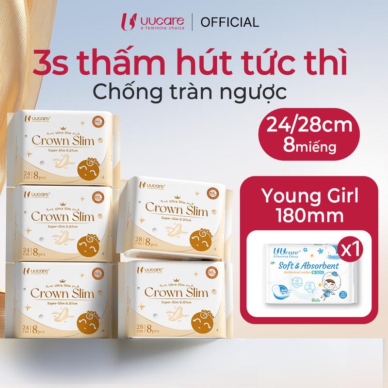 [6 Gói 60 Miếng] Combo Băng Vệ Sinh Siêu Mỏng UUcare Slim 0,07cm + Băng Vệ Sinh Hàng Ngày , Thấm Hút Nhanh, Thoải Mái Khi Dùng, Chăm Sóc Toàn Diện Bất Cứ Khi Nào