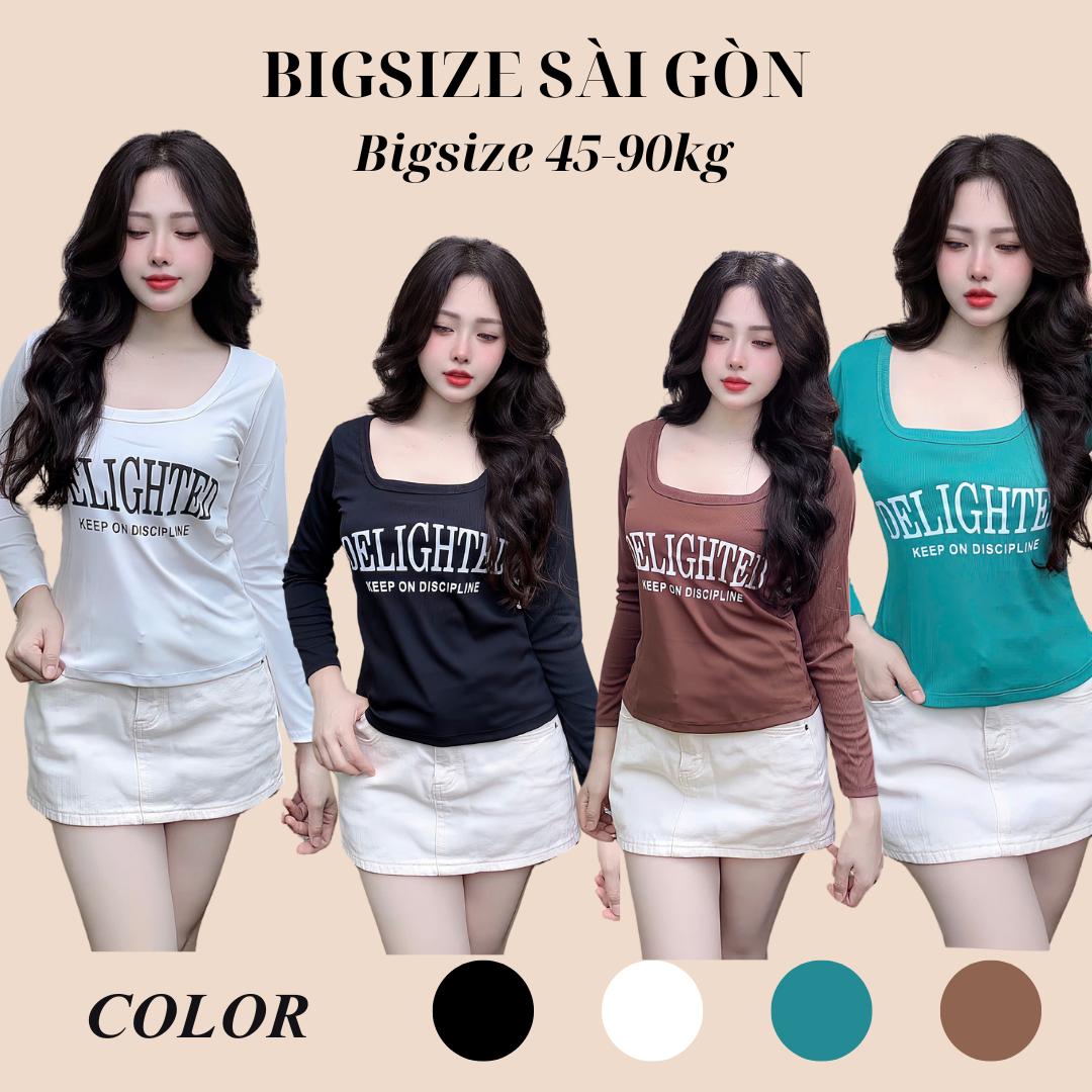 Áo Thun Cổ Tròn In Hình Phối Cổ U Vải Thun Tăm QC Có Bigsize 45- 90 Kg Dễ Thương Nữ Women Top - B.1497