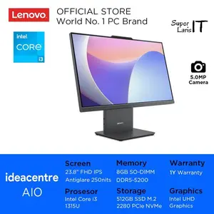 Lenovo PC AIO 24IRH9 Q9ID Ci3-1315U ram 8GB ssd 512GB DOS 23.8 FHD IPS Luna Grey