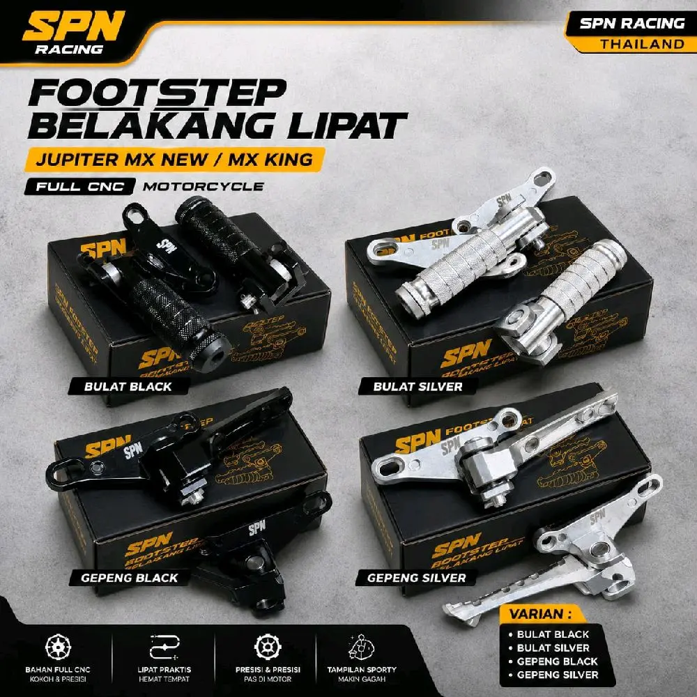 STEP BELAKANG LIPAT CNC JUPITER MX NEW MX KING ORIGINAL SPN RACING