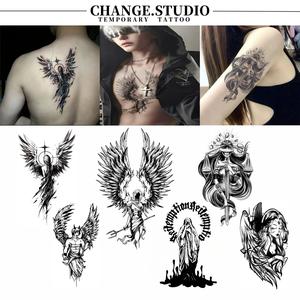 รอยสักชั่วคราว ดอกไม้นางฟ้า แขนเต็มหลัง ติดทนนาน 15 วัน กันน้ำ ไม่กลัวการเสียดสี สติ๊กเกอร์รอยสัก