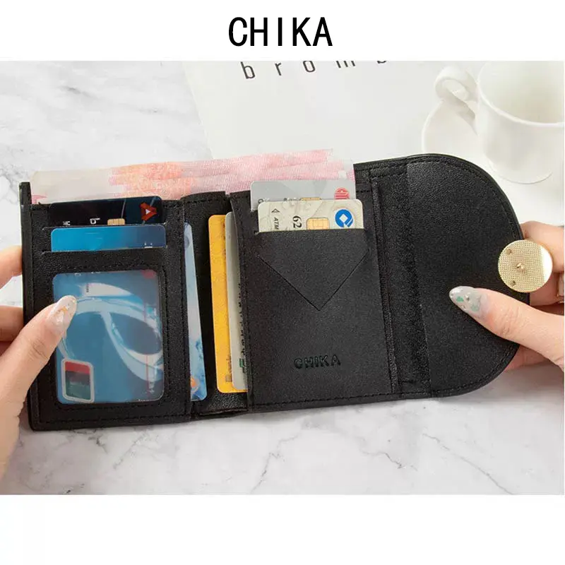 Chika Dompet Lipat Wanita Short Retro Fashion Card Pack Card Holder dompet wanita import dompet kecil#C231-4 Dompet Wanita Lipat Kotak Retro C231-4 Kartu 7