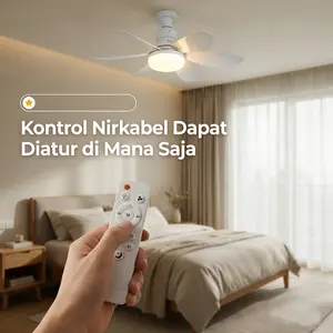 Kipas Angin Lampu Gantung Remote Control 2 in 1 Praktis Lampu LED 3 warna, kecerahan dapat disesuaikan, kipas tenang, cocok untuk kantor, ruang keluarga, dan balkon  Lampu Kipas Angin /Lampu Kipas/Kipas Angin Gantung /Kipas Angin Plafon