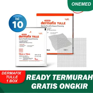 (1 BOX) DERMAFIX TULLE 10 X 10 CM PARAFFIN GAUZE ONEMED ISI 10 LEMBAR