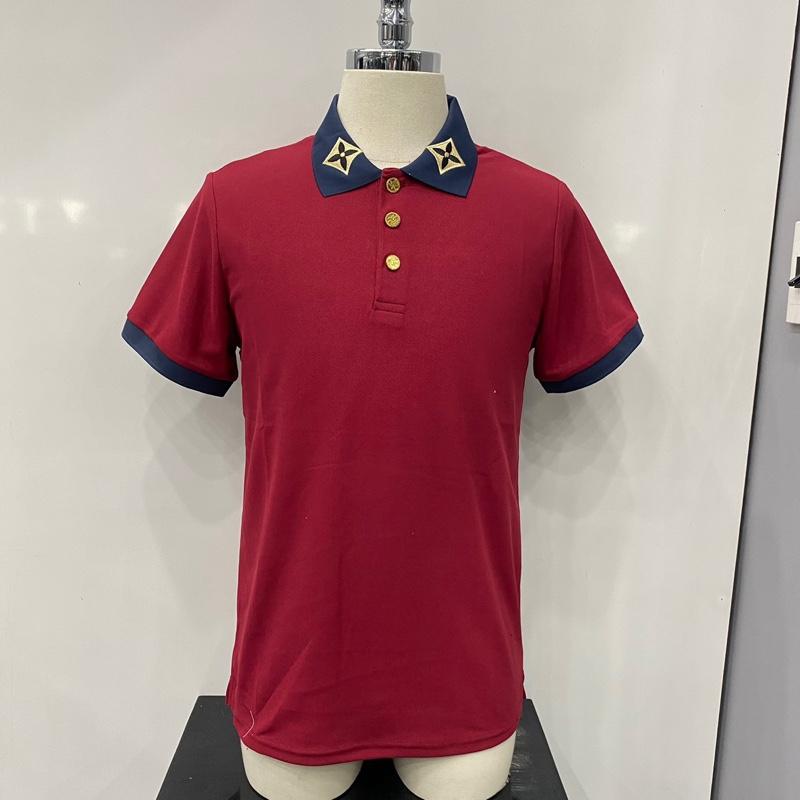 Áo thun polo nam thêu cổ -  chất liệu vải cotton gai - màu đỏ đô 001