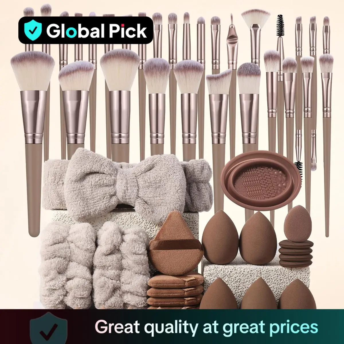 Professional Comfort Makeup Tool Set, 54pcs/set Brush & Today Sponge & Powder Puff & Headband & Brush Cleaning Bowl, Multi-sue Facial Makeup & Cleansing Accessories, Back To School Essentials, Girls Gifts, Bridesmaid Gift Box,  Makeup Brushes Set