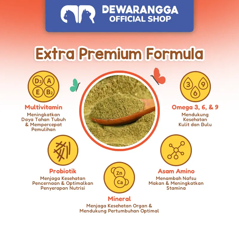[Beli 2 Gratis 1] Dewarangga Nutriflora Complete Nutrition untuk Peningkatan Imunitas Kucing, Penggemuk Kucing, dan Bulu Lebat Kucing dengan Probiotik & Omega 3,6,9 2
