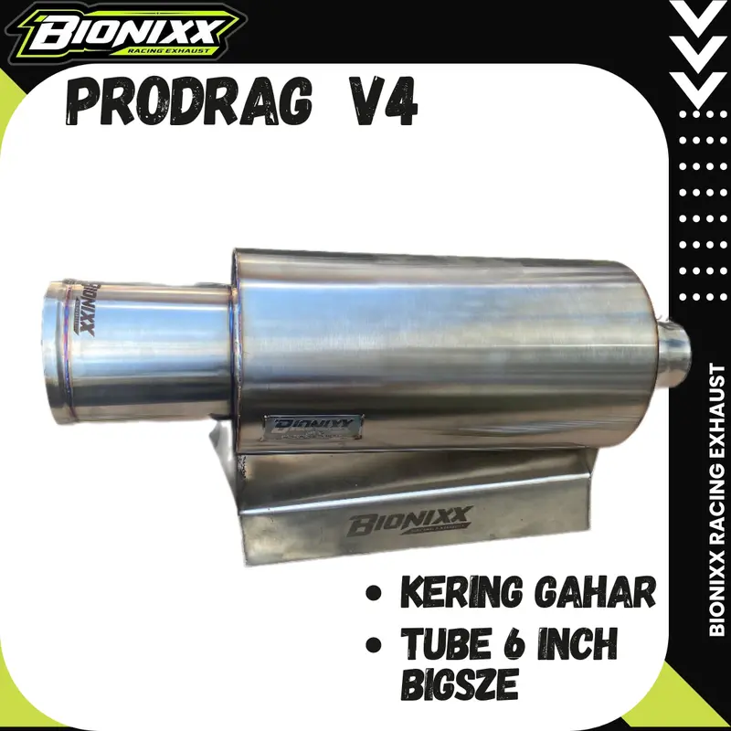 Bionixx Prodrag V4 Suara Kering Bigsize Knalpot Mobil Racing Kualitas Premium Motorcycle muffler  knalpot Tabung 6 inch 7