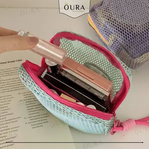 Pouch Kosmetik Travelling Simpel Model Jaring Kotak Penyimpanan Aksesoris Makeup Multifungsi