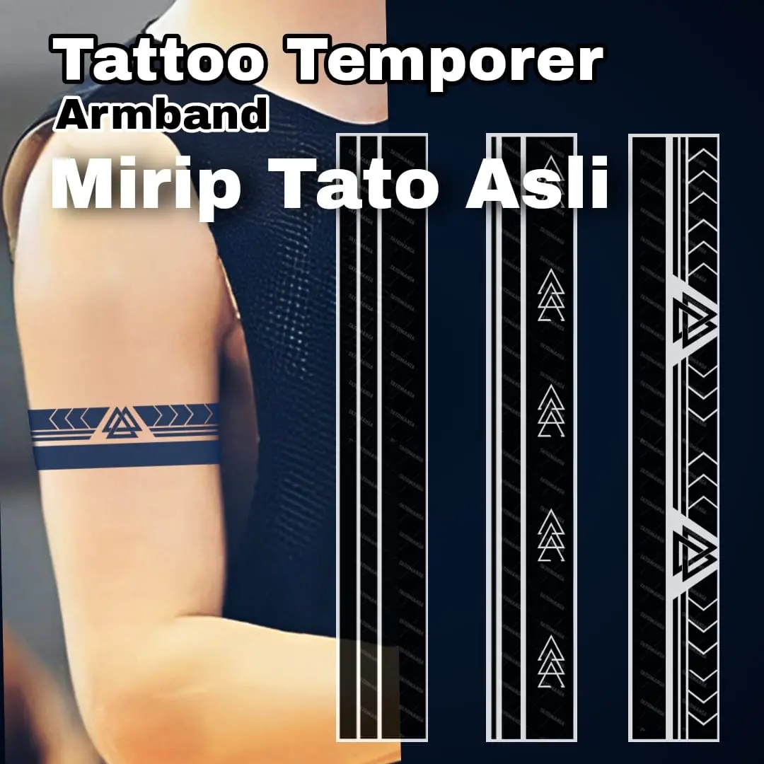 TM-Stiker tato temporer semi permanen tahan lama 4,5x30cm anti air Seri ARMBAND ABM