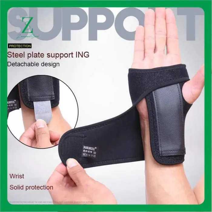 I➸WB SARUNG TANGAN OLAHRAGA CTS ADJUST WRISTBAND STEEL 1 PCS-HITAM-RIGHT Z㊛5U