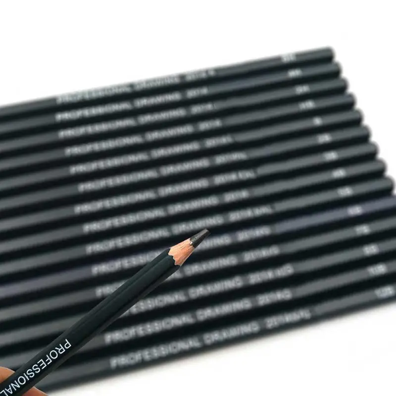 Bút chì phác thảo than chì, 14 cái / bộ, 12B, 10B, 8B, 7B, 6B, 5B, 4B, 3B, 2B, HB, 2H, 4H, 6H 6