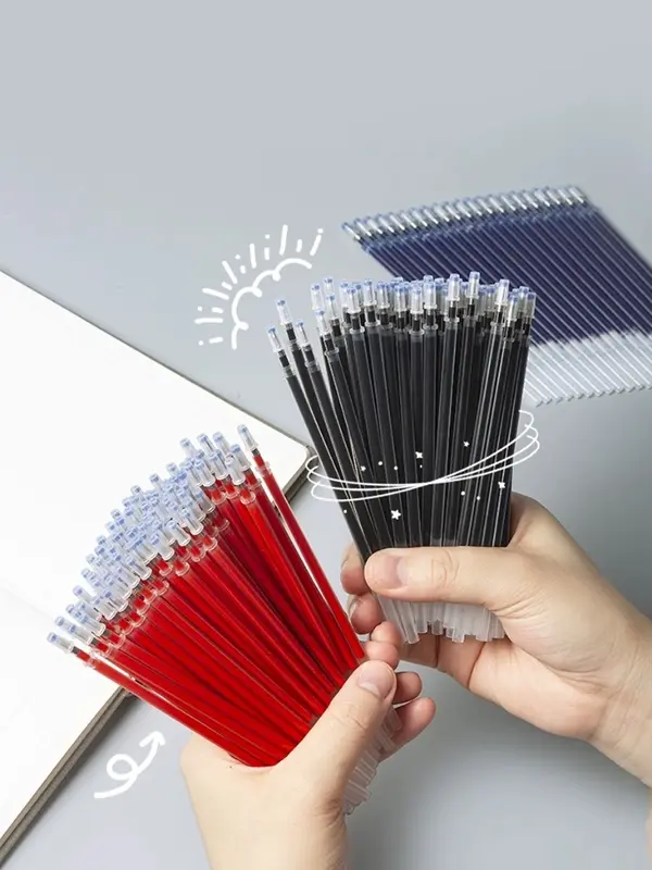 Refill Pen Core Hitam 0,5mm Perlengkapan Kantor Warna Merah Biru Refill 4