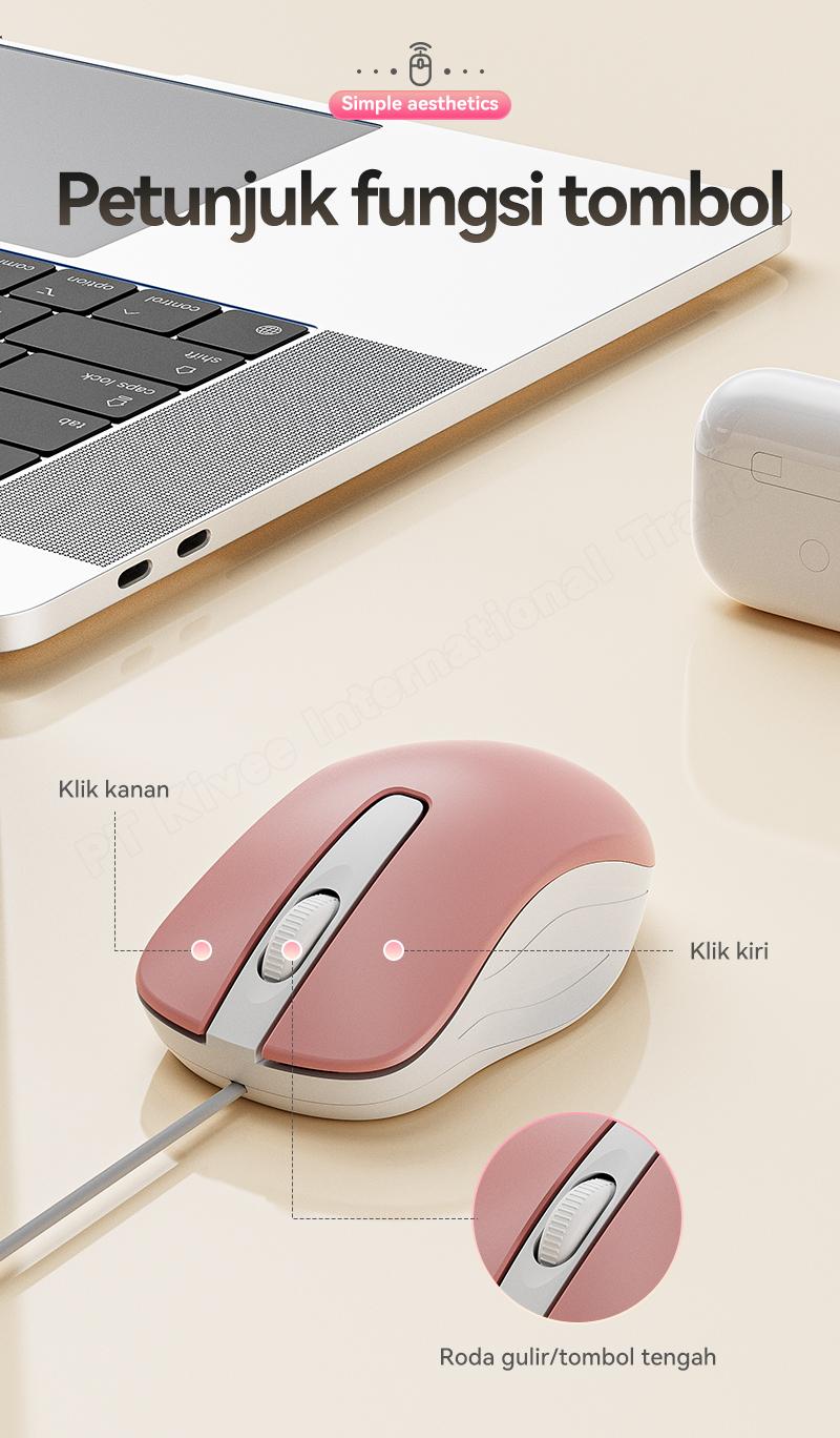 YLV Mouse Kabel untuk Kerja & Game - Sensor Optic Canggih untuk Kursor Stabil Tanpa Lag - Langsung Pakai Tinggal Colok USB - Bisa untuk Windows dan Mac