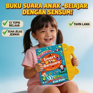 Mainan Edukasi Anak Bersuara Smart Book 2 Bahasa Indonesia Inggris 13 Materi Belajar Lengkap Buku Elektronik Pendidikan Dini untuk Balita Usia 1-6 Tahun Belajar Sambil Bermain dengan Suara yang Menarik dan Tahan Lama