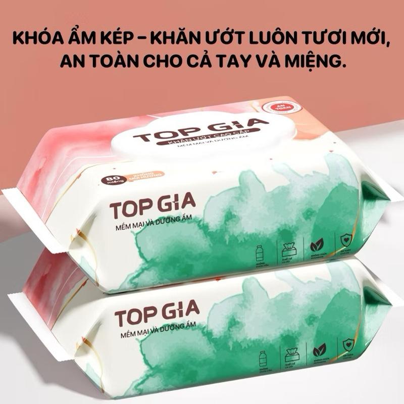 1 Bịch Khăn Giấy Ướt TOPGIA Mẫu Mới Không Mùi Mềm Mại An Toàn Cho Da Bé