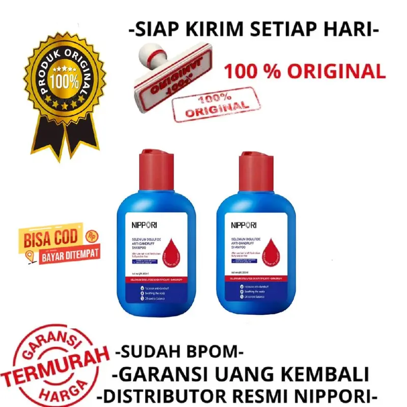 ( HEMAT ISI 2 BOTOL ) NIPPORI Selenium  Disulfide Haircare Shampoo Helps control oil and reduce dandruff Membantu mengontrol minyak dan mengurangi ketombe Gatal Perawatan Sampo 300ML 0
