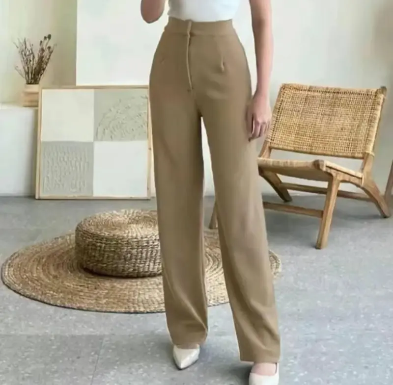 Tissa - Cozie Pants Highwaist Cullote Pants - Rib Knit Premium Pants - Celana Kulot Wanita - Petite Friendly - Celana Anti Kusut 338 cozie knit 3