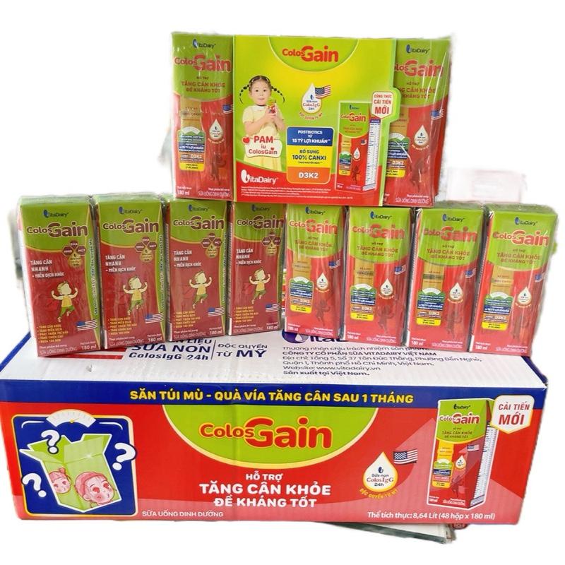 VitaDairy - hộp 180ml sữa pha sẵn colosgain thùng 48 hộp date mới