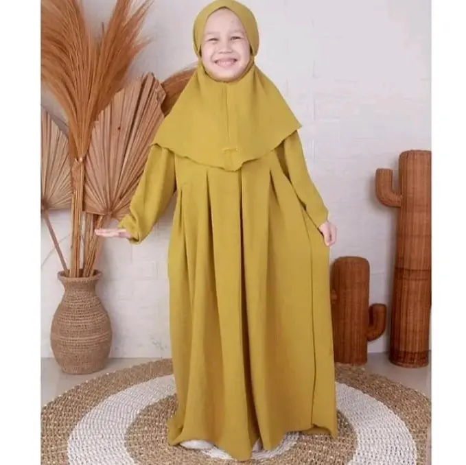 Nada Gamis Anak Set Kerudung Lengan karet/ Fashion Anak Terbaru untuk 2-10 tahun / Baju Lebaran Anak 2024 /bisa COD 5