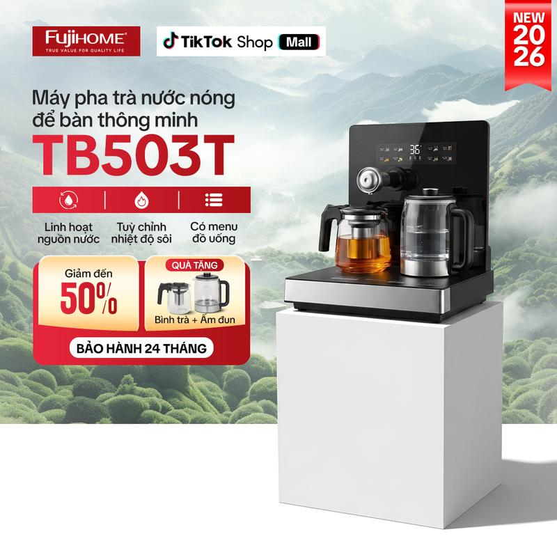 Bàn Trà Nước Nóng Thông Minh Fujihome TB503T, Kết Nối Bình 19L/RO, Giữ Nhiệt Đa Mức - BH 24T