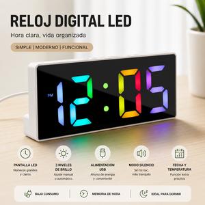 Reloj electrónico, reloj digital, de pared, enchufable, con pantalla LED grande que muestra la hora siempre encendida, reloj de escritorio