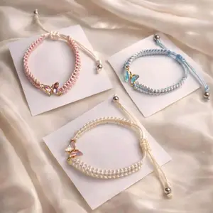 Aurelia Butterfly — Gelang Pasangan Mewah Macrame dengan Desain Kupu-kupu Elegan dan Tali Adjustable untuk Pesta dan Sehari-hari
