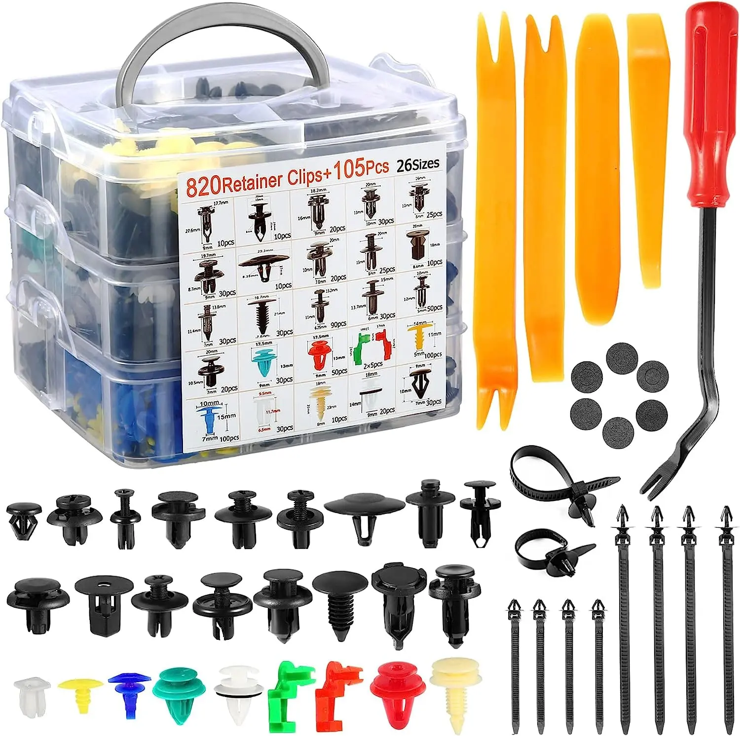 925 PCS Klip Baut Rivet Body Dashboard Penahan Mobil, Clip Kancing Penahan Dorong Mobil, 26 Ukuran Trim Pintu Bumper Clips plastik Rivet Mobil