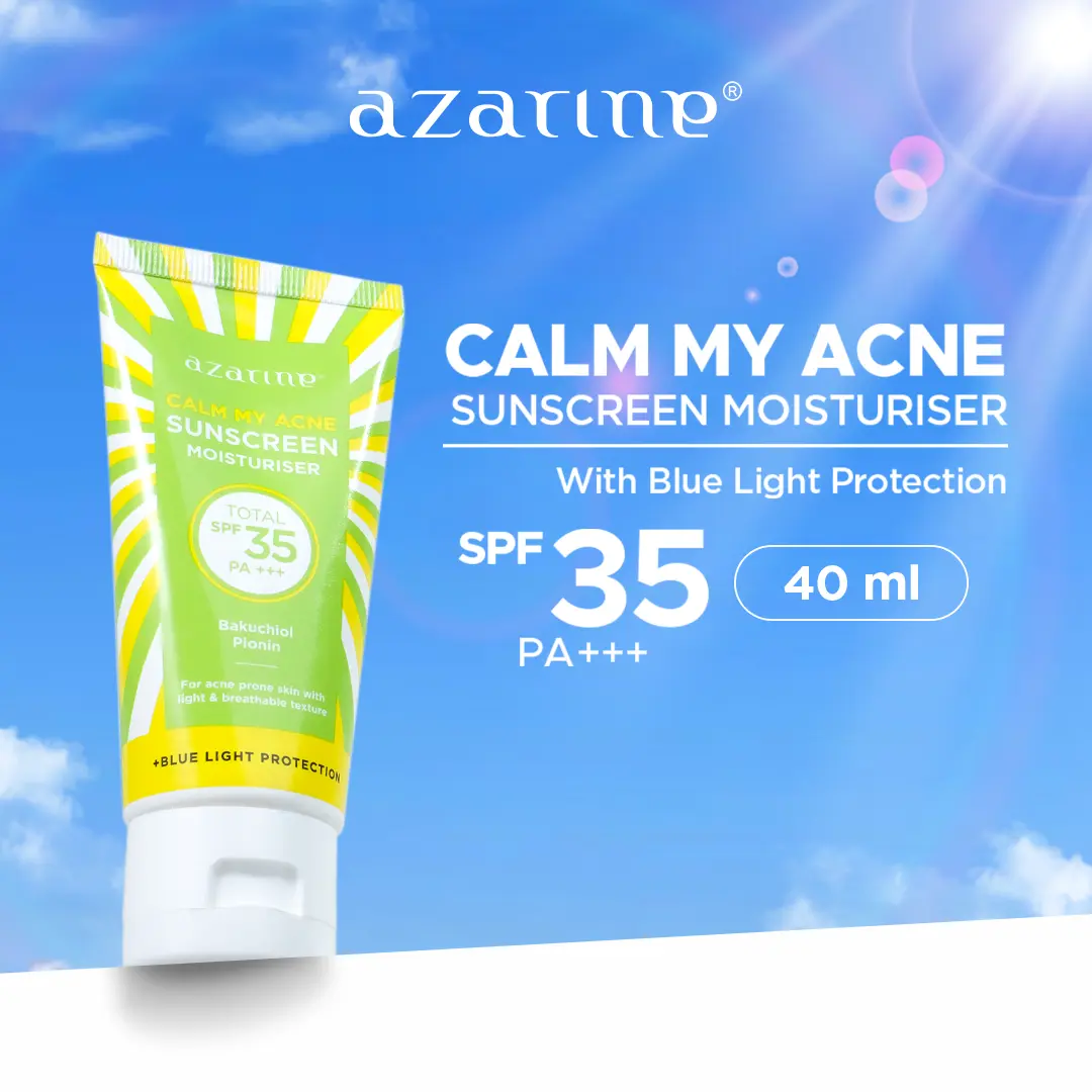 Azarine Calm My Acne Sunscreen Moisturiser SPF35 PA+++ 40ml Facial Wajah Berminyak  Berjerawat  Ceramide