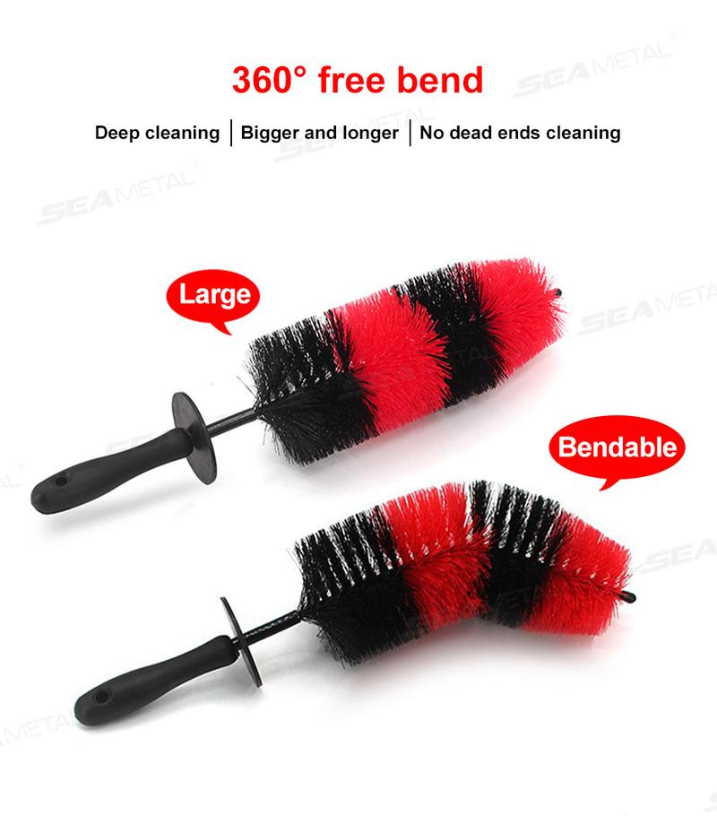 Product Introduction of SEAMETAL Car Wheel Rim Tire Brush Wash Cleaning Brush 360 Degree Bendable Scrub Cleaner Duster Car Tyre Cleaning Detailing Brushes Hanging Car Cleaning Tools 11