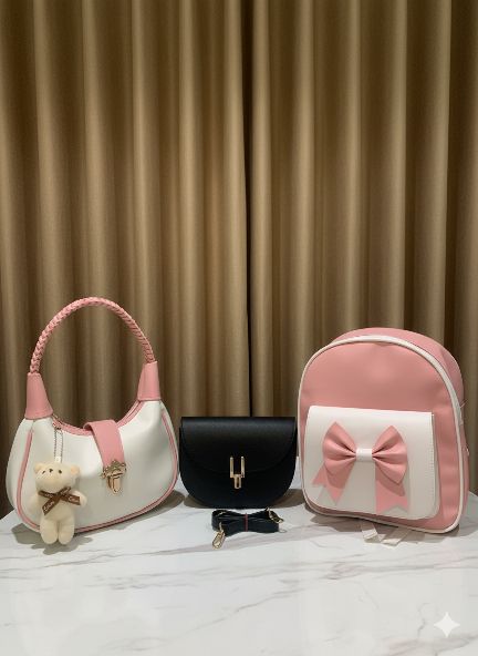 Bundling paket 3pcs tas wanita terbaru kekinian ransel/shoulderbag/slingbag fashion wanita