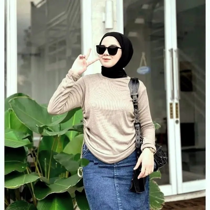 VALEN BLOUSE RIB SERUT - ATASAN KNIT SERUT WANITA MODEL TERBARU 5