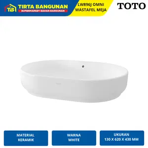 TOTO LW896J OMNI OVAL WASTAFEL MEJA BAK CUCI TANGAN (BODY ONLY) KERAMIK PUTIH