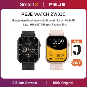 PEJE ZW03C Smartwatch Wanita – Jam Tangan Pintar Bluetooth Call, Anti Air IP67, Tali Silikon Nyaman, Monitor Detak Jantung & Tidur, Pengingat Kesehatan, Sport Mode, Baterai Tahan Lama, Desain Elegan, Garansi 1 Tahun