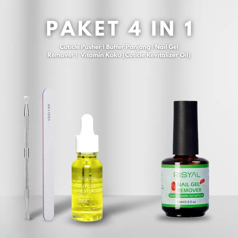 SET 4IN1 ALAT PEMBERSIH KUTEK GEL/15ML MAGIC REMOVER/SET 3IN1 ALAT MANICURE PENDORONG KUTIKULA/ASETON GEL POLISH INSTAN REMOVER Kuku Nail