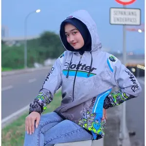 Jaket Parasut Pilotter Busy Free Stiker Parasut Pilotter Waterproof Unisex Tebal Full Printing Lengan Kerut Resleting Kantong