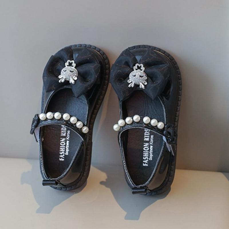 Product Introduction of Summer Versatile Children Leather Shoes for Girls Bow Tie Decor Solid Kids Flats PU Leather Durable Toddler Shoes 3-6Y 15