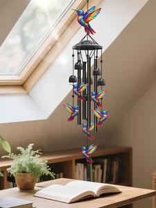 Campanilla de viento para exteriores de 36 pulgadas con colibrí, de metal, decoración para pabellón del jardín, duradera, regalo para hombres y mujeres, con tarjeta de felicitación