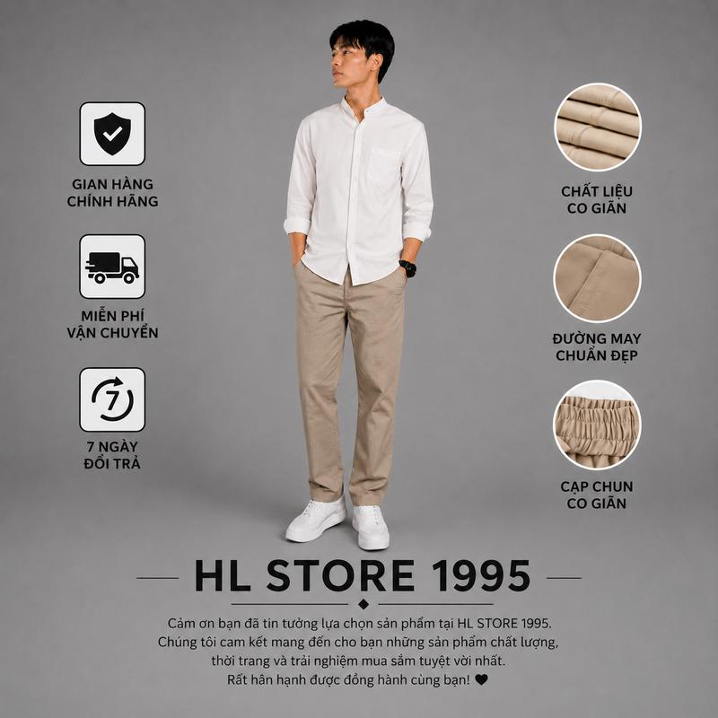 Quần Dài KaKi Form Baggy Chất Liệu Co Giãn Không Nhăn Cạp Chun Menswear 4 Màu