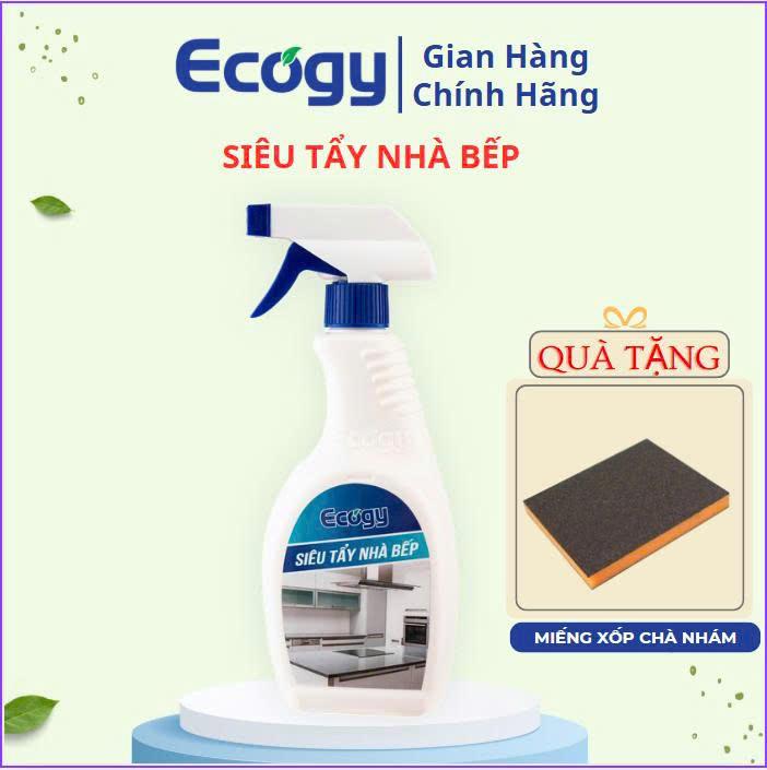 Siêu tẩy nhà bếp Ecogy Hỗ trợ làm sạch vết dầu mỡ và vết cháy đen trên xoong nồi bếp từ bếp gas bếp nướng. Sản phẩm dạng nước Khối lượng 500g