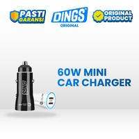 Gambar DINGS Car Charger Dual Port With Cable USB Type C Charger Mobil Fast Charging Individual 60W Casan Colokan Mobil - White dari Dings Indonesia Kota Administrasi Jakarta Timur 1 Tokopedia