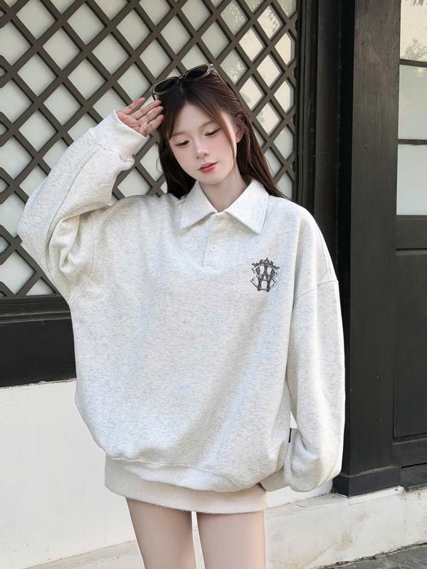 LEEZA - Áo Polo Sweater 2Da Cotton Unisex Nam Nữ Thêu Logo Trước Ngực 19.01 Form Boxy