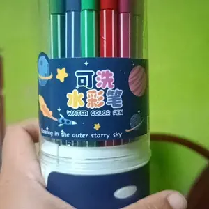 [READY] Aimilo Spidol Warna Warni 1 Set Hexagonal Watercolor Marker Pen 12/24 Warna Stationery Plastik Foto