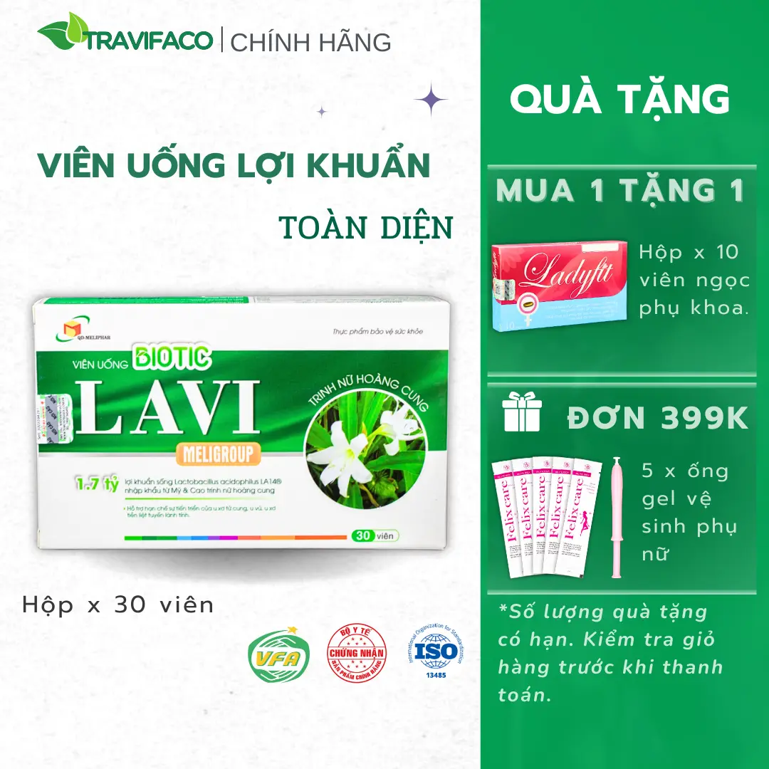 [1 TẶNG 1] Men Vi Sinh Cho Phụ Nữ, Tăng Cường Lợi Khuẩn Cân Bằng pH LAVI BIOTIC