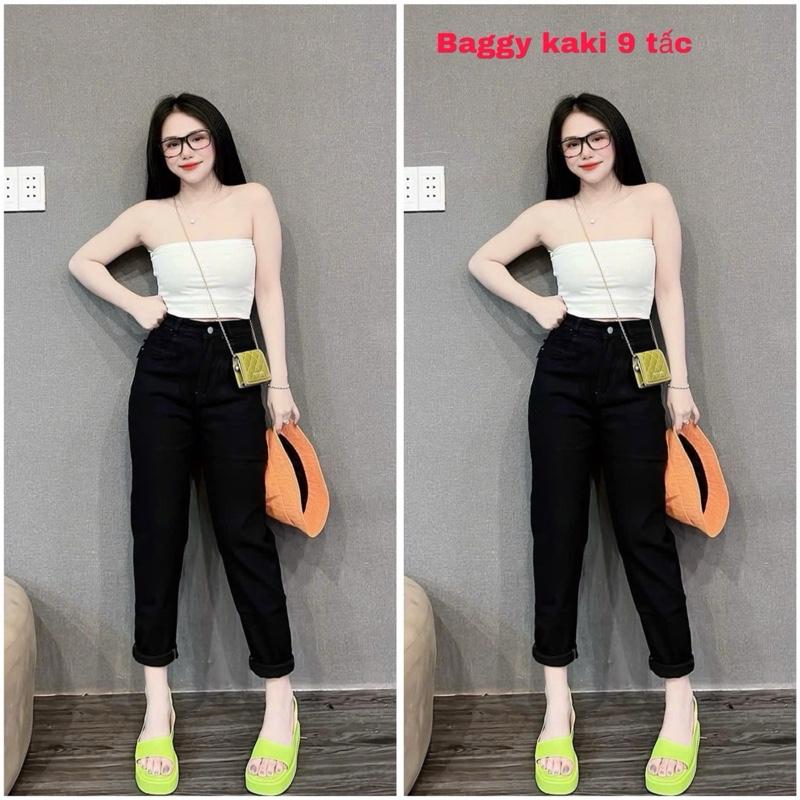 Quần BAGGY KAKI 9 tấc lưng cạp cao chất dày co giãn bigsize top woman