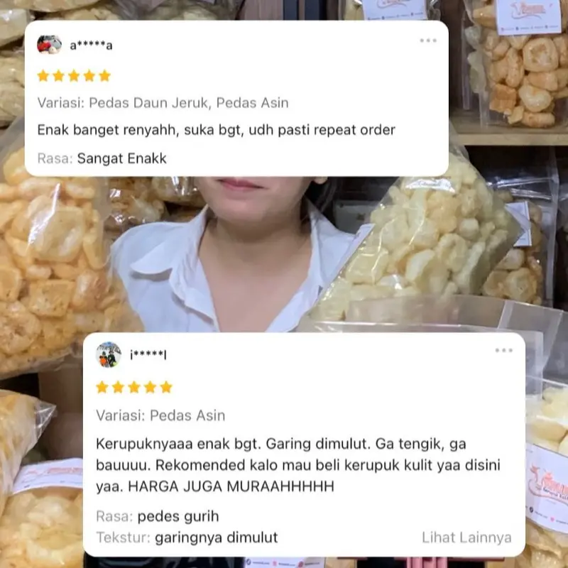 Kerupuk Kulit Original (45gr / 80gr / 150gr / 200gr) | Cemilan Viral | Snack Ringan Asin Camilan Sapi Pedas Crispy Food 1