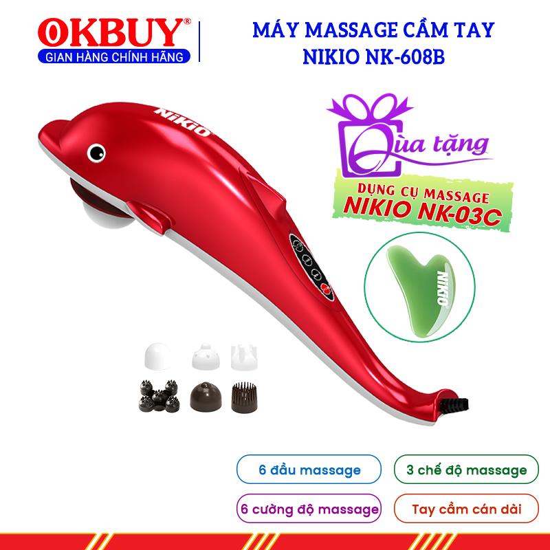 Máy massage cá heo cầm tay Nikio NK-608B – 6 đầu massage thay đổi, tùy chỉnh theo nhu cầu thư giãn toàn thân