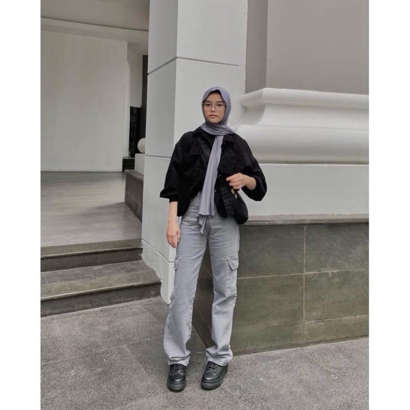 Product Introduction of HIGHWAIST CARGO JEANS WANITA VIRAL JEANS WARNA Celana Panjang 3
