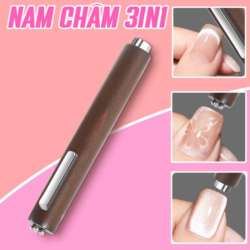 Thanh Nam Châm Gỗ 3in1 hơ mắt mèo chuyên dụng - Cây hơ mắt mèo chuyên dụng nail